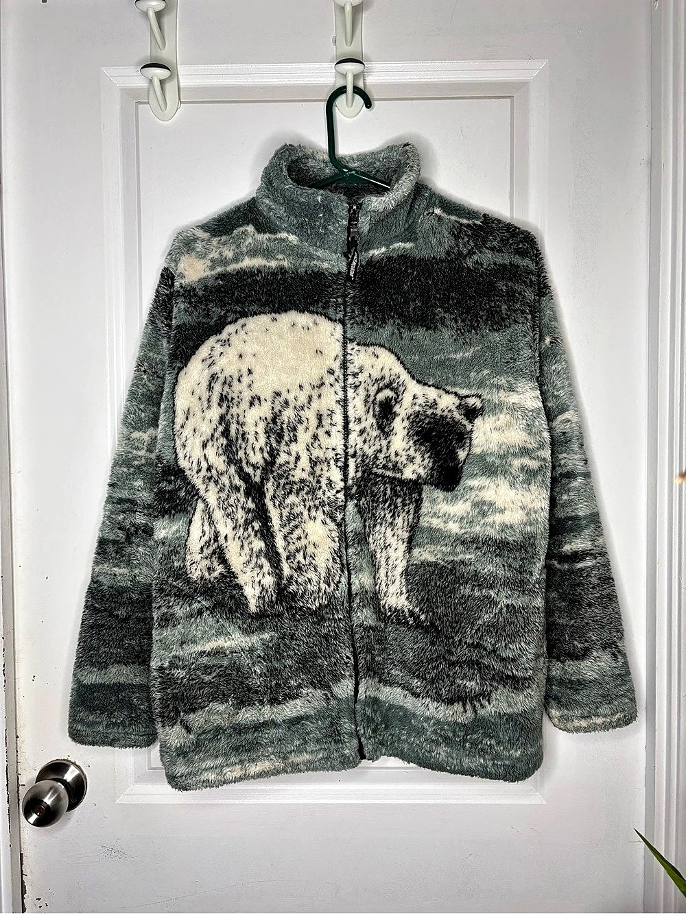 vintage 90s black mountain outdoor polar bear fleece jacket • made in usa • s
